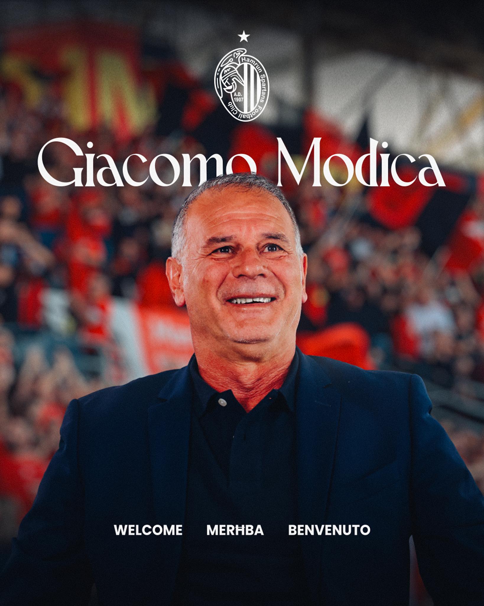 Giacomo Modica, grafica nominativa ufficiale dell’Hamrun Spartans, archivio 1 giugno 2025